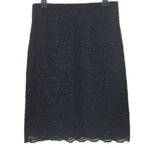Banana Republic Lace Pencil Skirt Petite 8 Black Work Wear Office